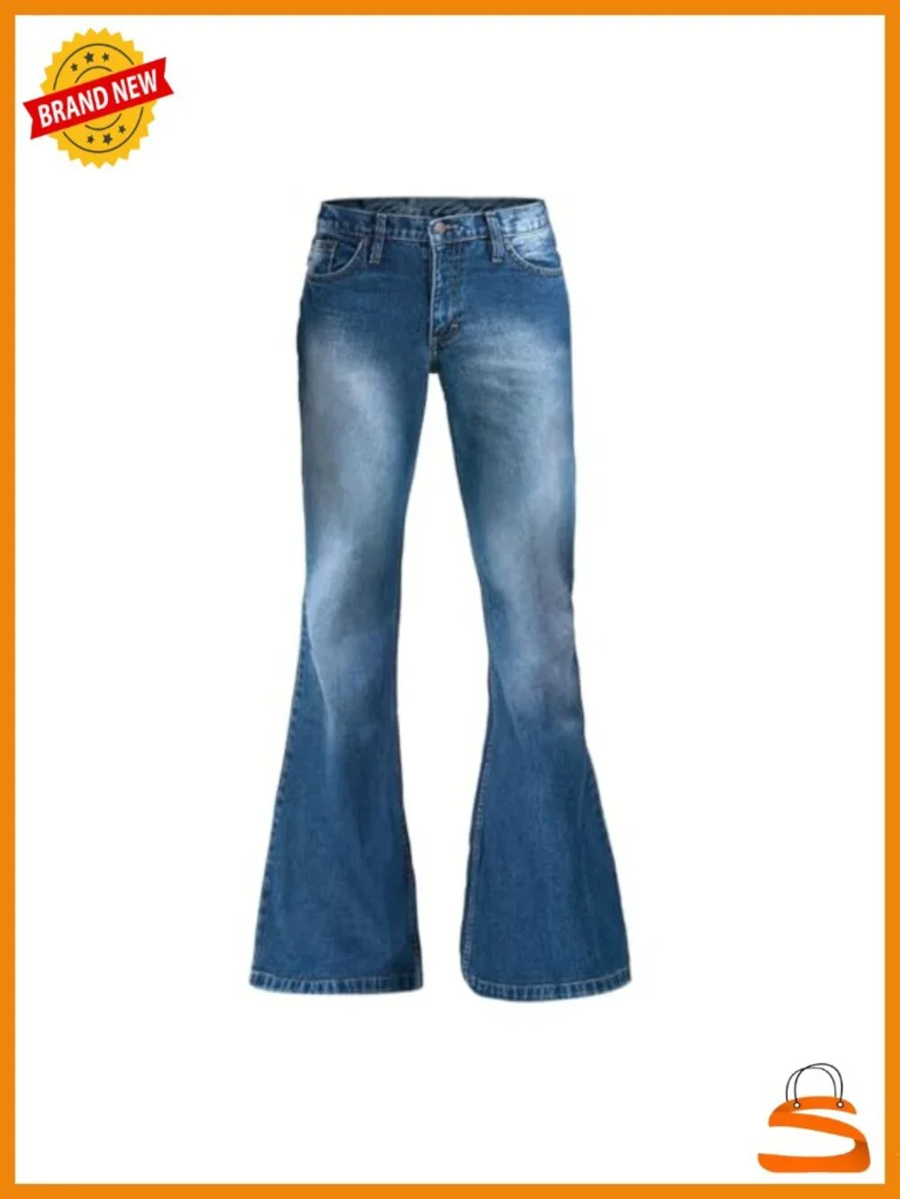 Men's Bell Bottom Flare Jeans 60s 70s Stretch Cotton Denim Pants